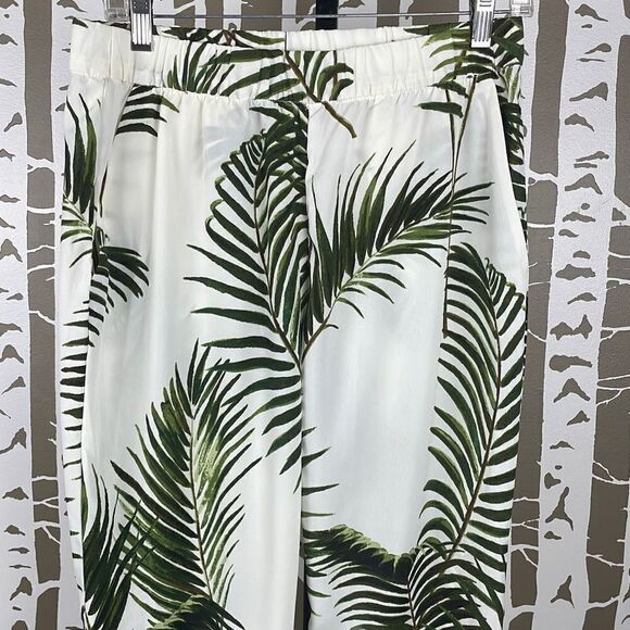 Palm Leaf Print High Waist Cropped Pants 8 - Picture 7 of 10